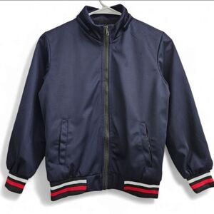 Kids Navy Blue Fleece Jacket/ School Jacket with Removable Hood , Size M 8-10